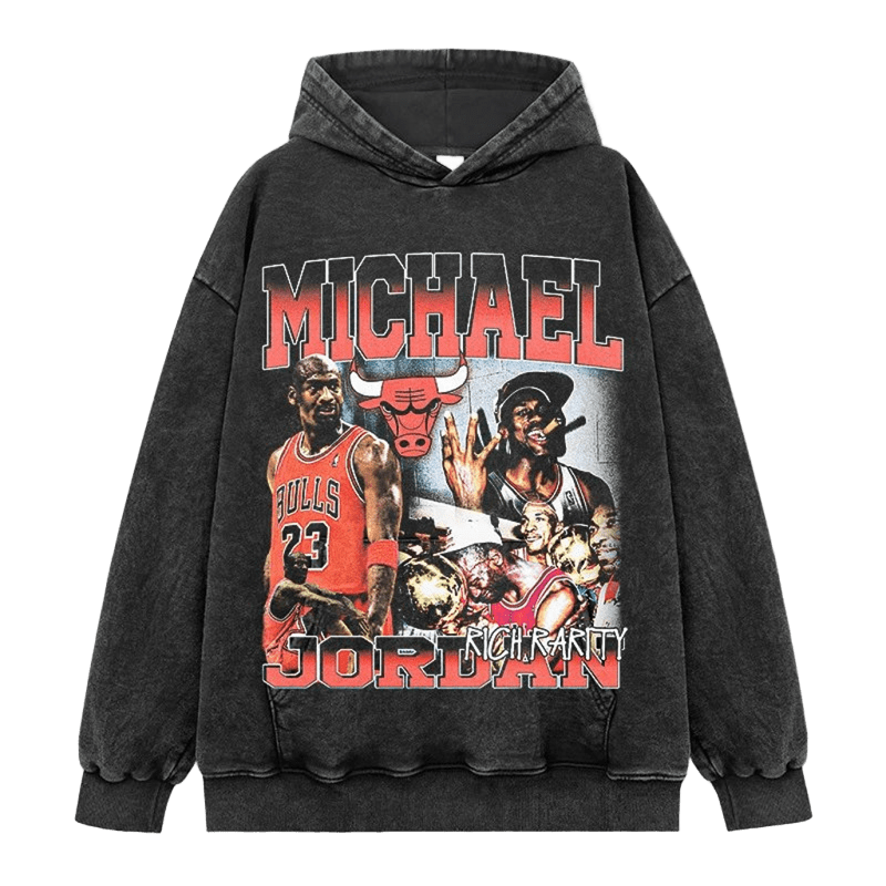 Vintage Black Hoodie Jordan Print, Soft Cotton, Unisex Streetwear
