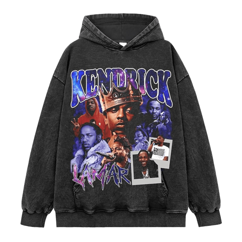 Vintage Black Hoodie | Kendrick Lamar Crown Graphic, Unisex Streetwear