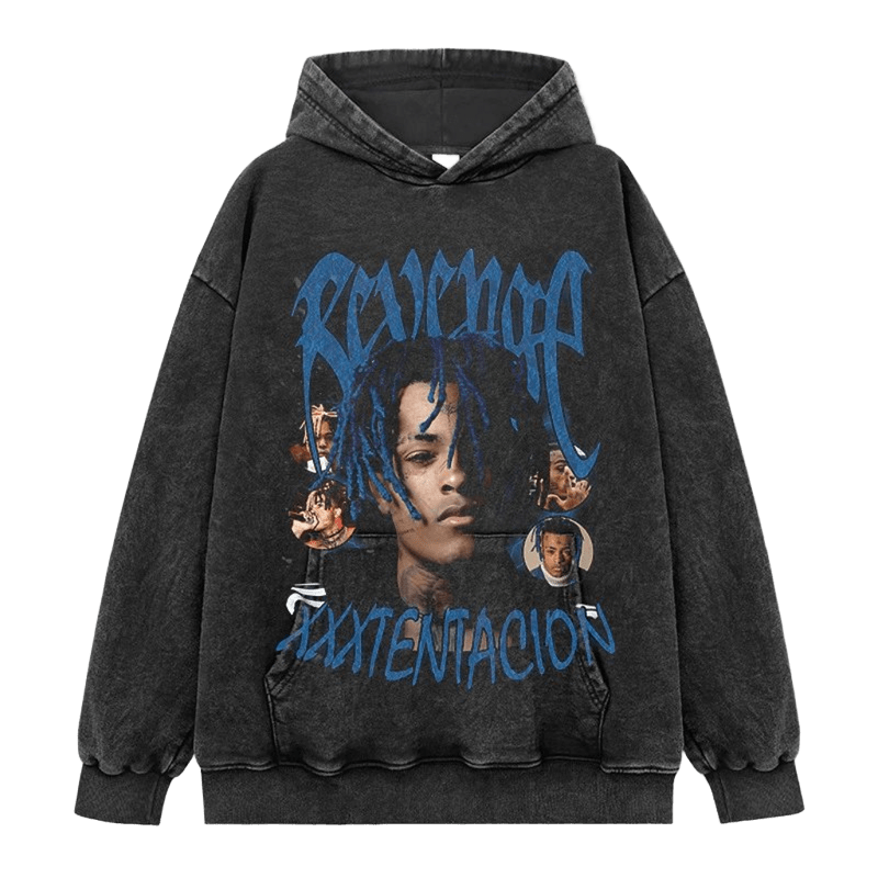 Vintage Black Hoodie - Reachaa XXXTENTACION Street Style Cotton