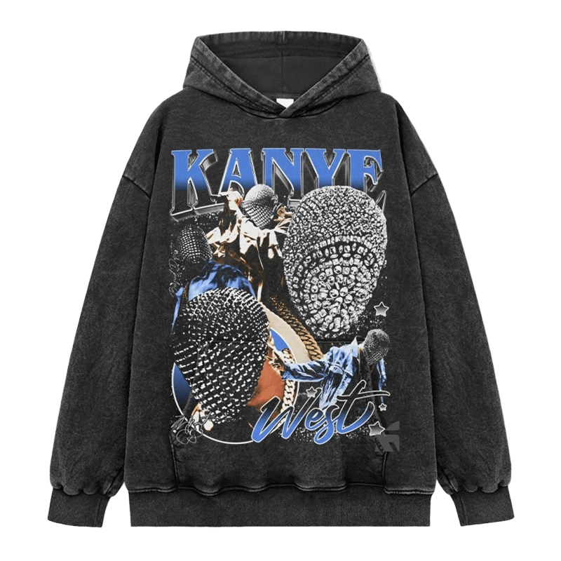 Vintage Black Hoodie Unisex Cotton KANYE WEST Print
