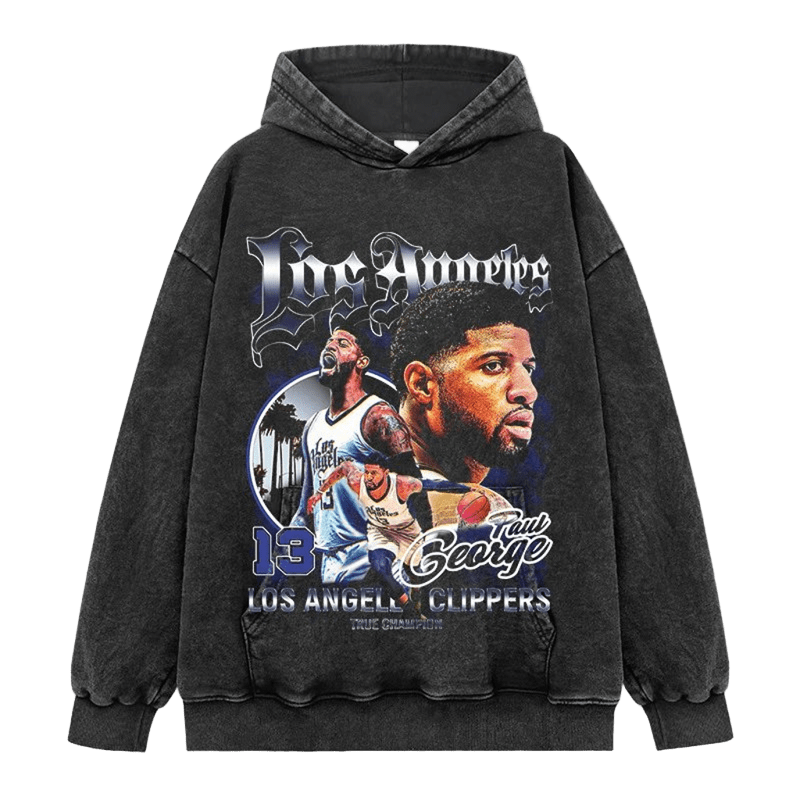 Vintage Black Hoodie Unisex LA Gothic Print Paul George