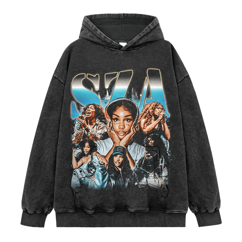 Vintage Black Hoodie Unisex Street Style SZA Print