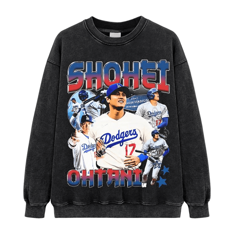 Vintage Black Hoodie with Ohtani Graphic, Unisex Streetwear