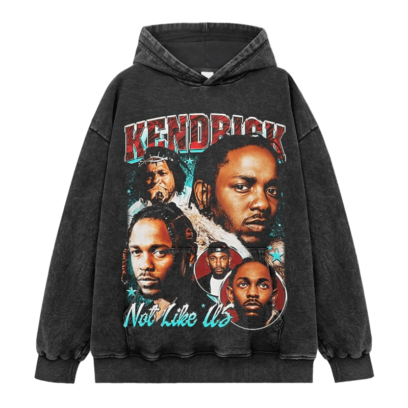 Vintage Black Kendrick Hoodie - Unisex Cotton Blend Streetwear