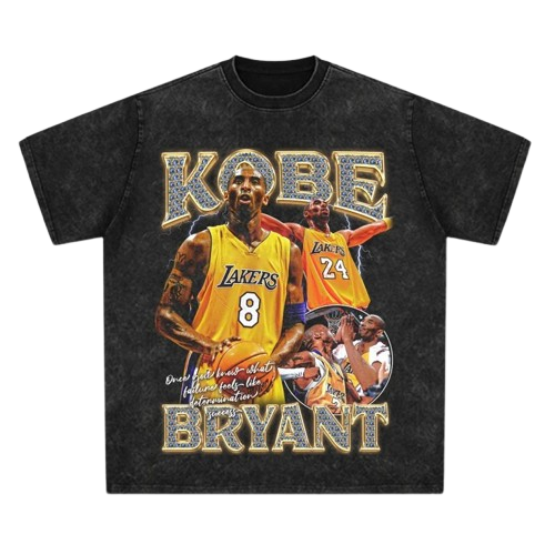 Vintage Black Kobe T-Shirt Lakers 8/24 Gold Print