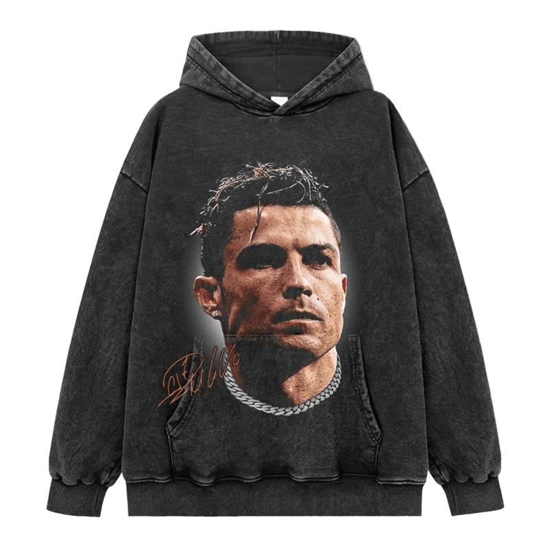 Vintage Black Star Hoodie - Unisex Cotton Streetwear with Gold Print