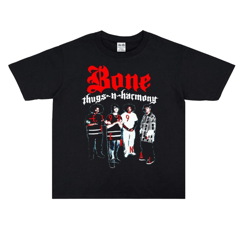 Vintage Bone Thugs-N-Harmony Red Print Cotton Tee, Street Hip-Hop
