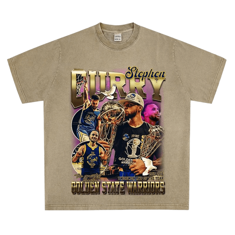 Vintage Cotton Khaki MVP Curry T-Shirt Unisex Warriors