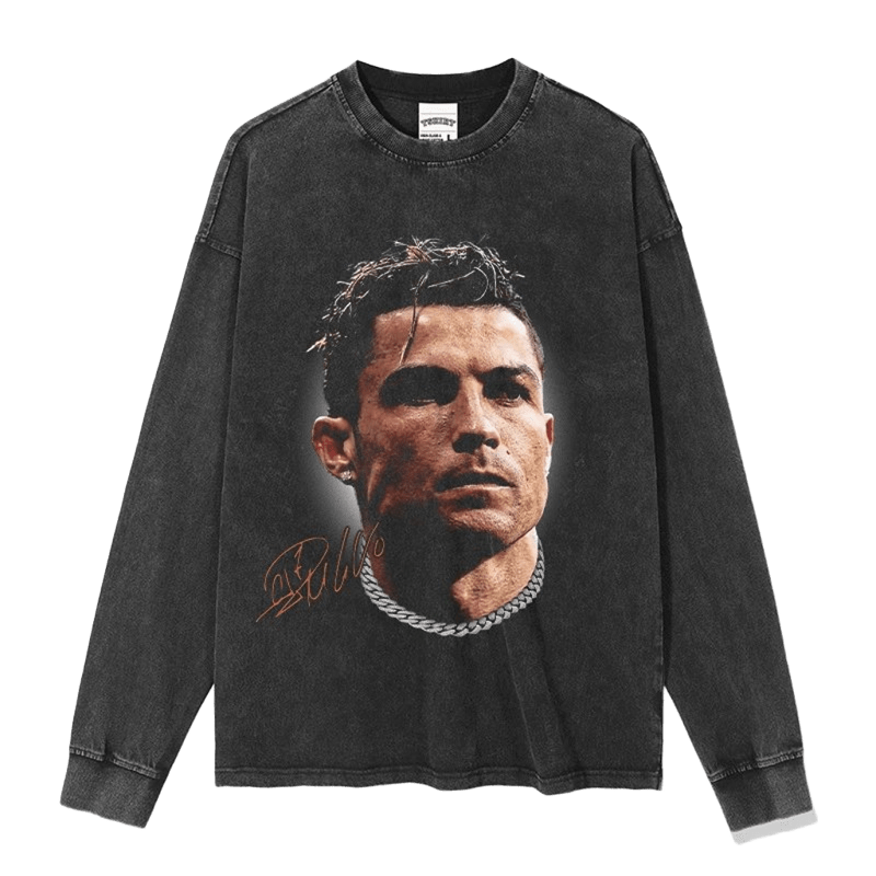 Vintage CR7 Print Long Sleeve Tee, Unisex Cotton Streetwear