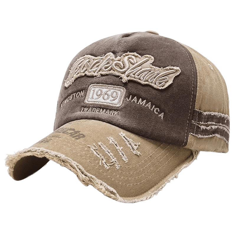 Vintage Distressed Dark Brown Khaki Cotton Baseball Cap Unisex