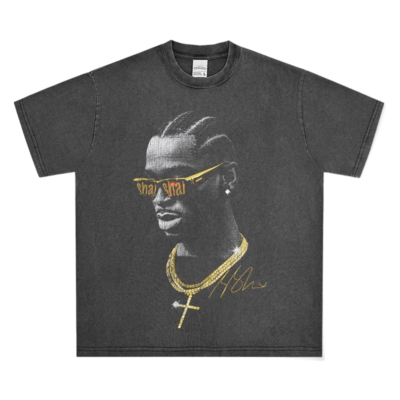 Vintage Distressed Print T-Shirt, Unisex Dark Gray Cotton Tee