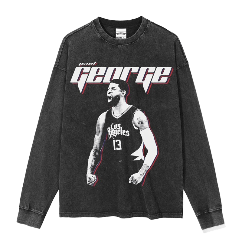 Vintage George 13 LA Black Long Sleeve T-Shirt, Unisex