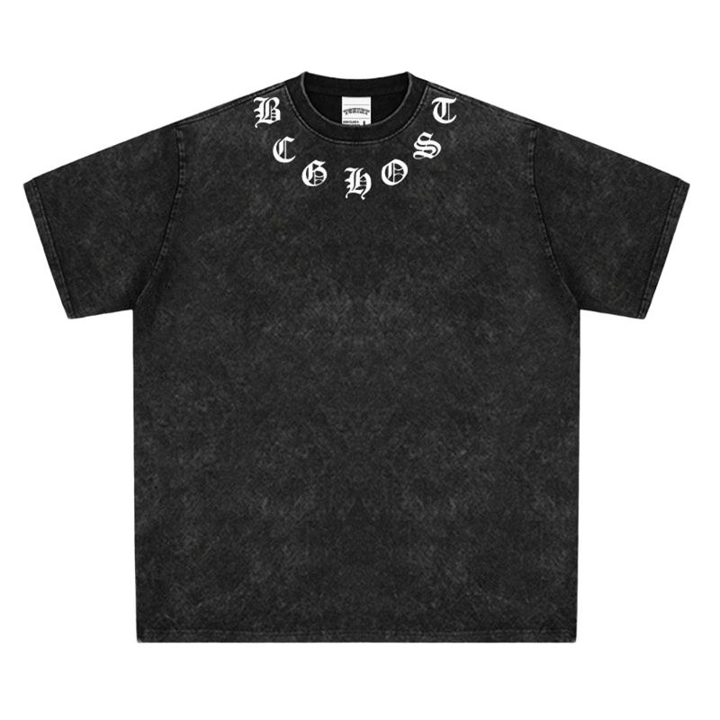 Vintage Gothic Letter T-Shirt - Unisex Black Cotton Tee