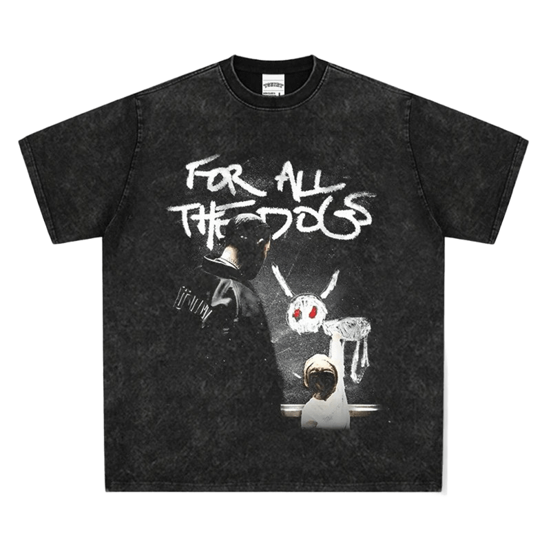 Vintage Graffiti Print Cotton Tee - Unisex Loose Fit T-Shirt