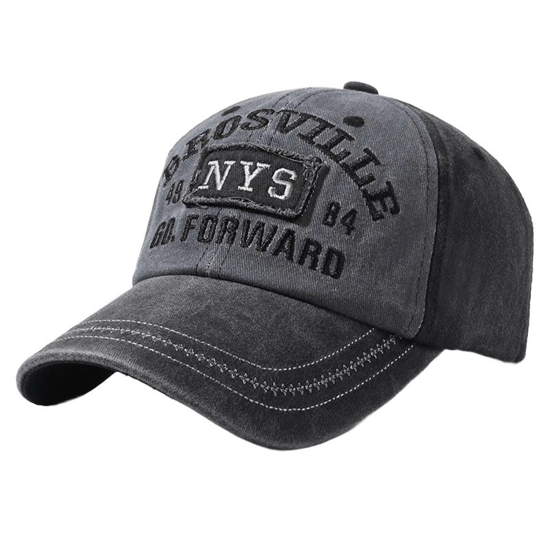 Vintage Gray Baseball Cap - Embroidered Cotton Unisex Street Hat