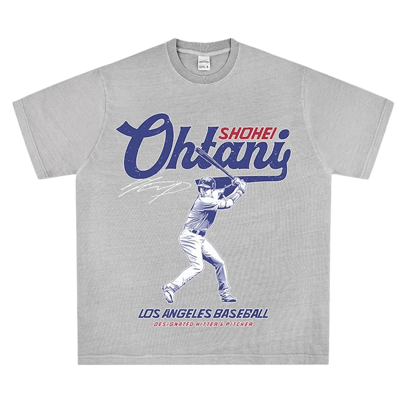Vintage Gray Baseball Tee: Shohei Ohtani Art, Unisex Streetwear