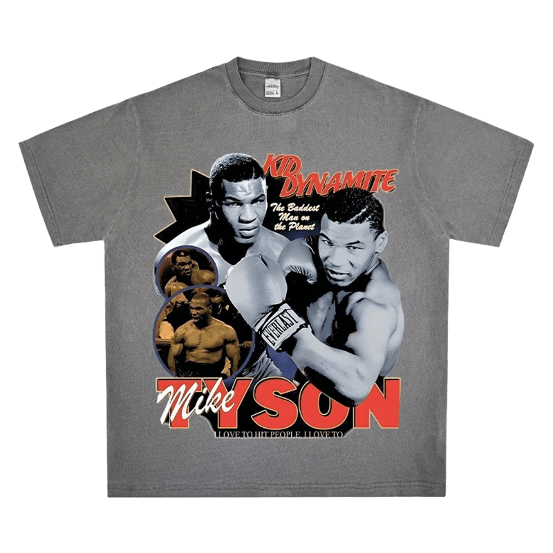 Vintage Gray Mike Tyson Tee - Unisex Cotton Comfort