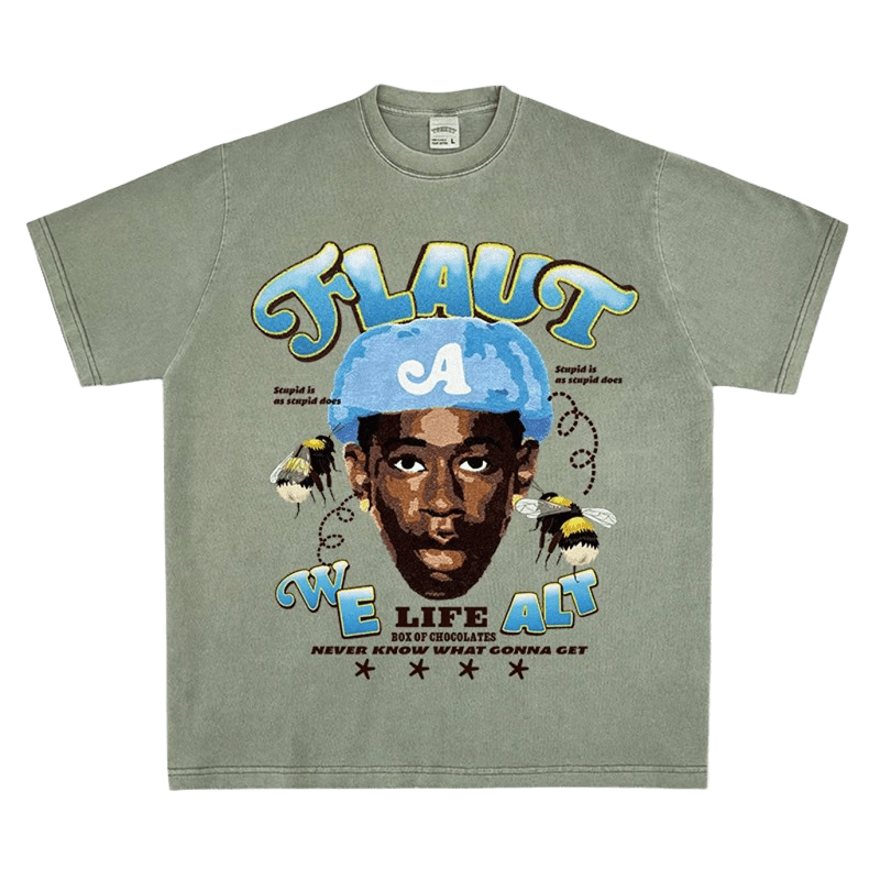 Vintage Green Distressed T-Shirt, Cotton Tee, Graphic Print