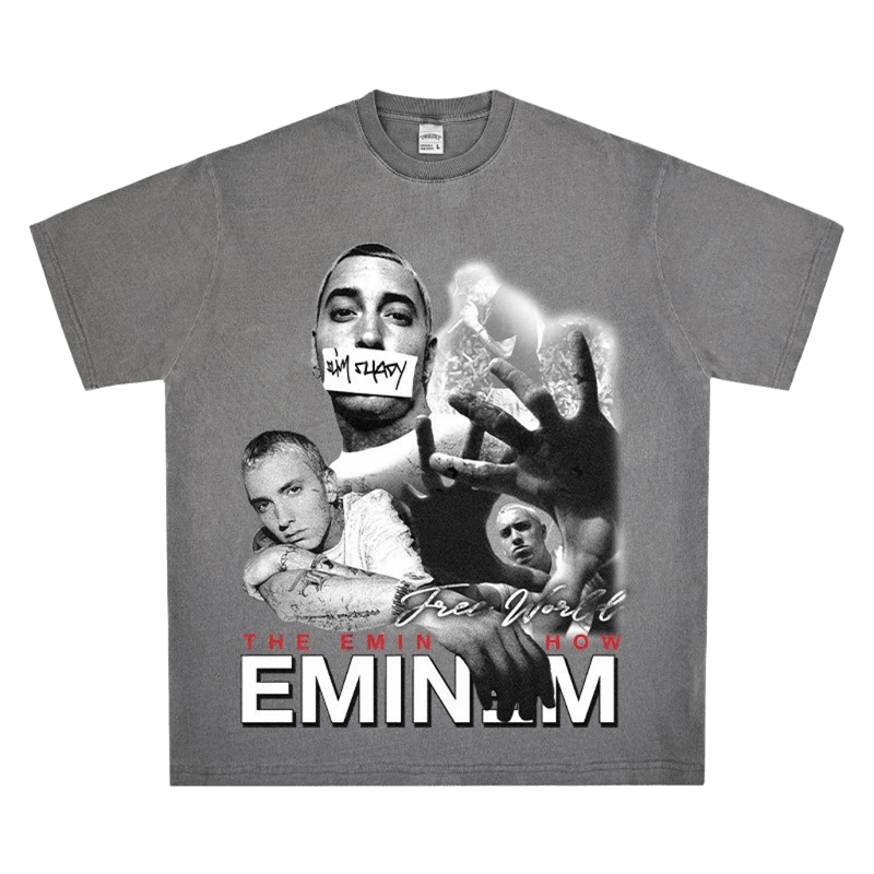 Vintage Hip-Hop Graphic Tee: Unisex Gray Cotton Streetwear