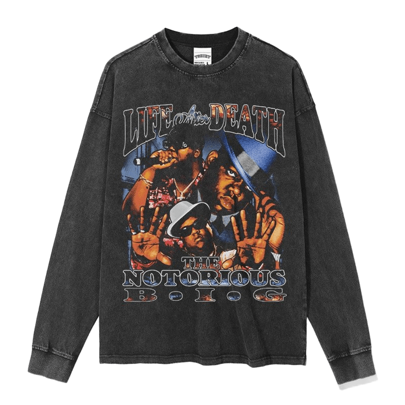 Vintage Hip-Hop Long Sleeve Tee - Oversized Unisex Streetwear