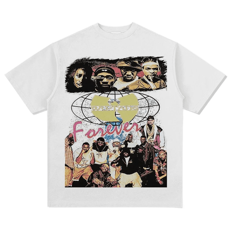 Vintage Hip-Hop Print T-Shirt, Unisex Cotton Streetwear, 90s Style