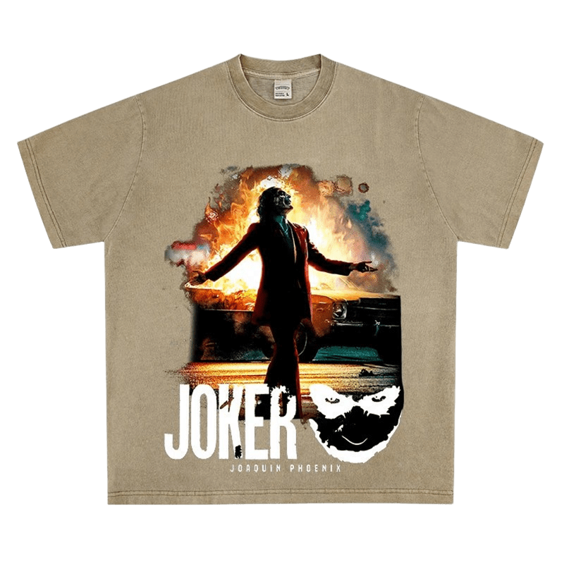 Vintage Joker Tee Cotton Khaki Joaquin Phoenix Unisex