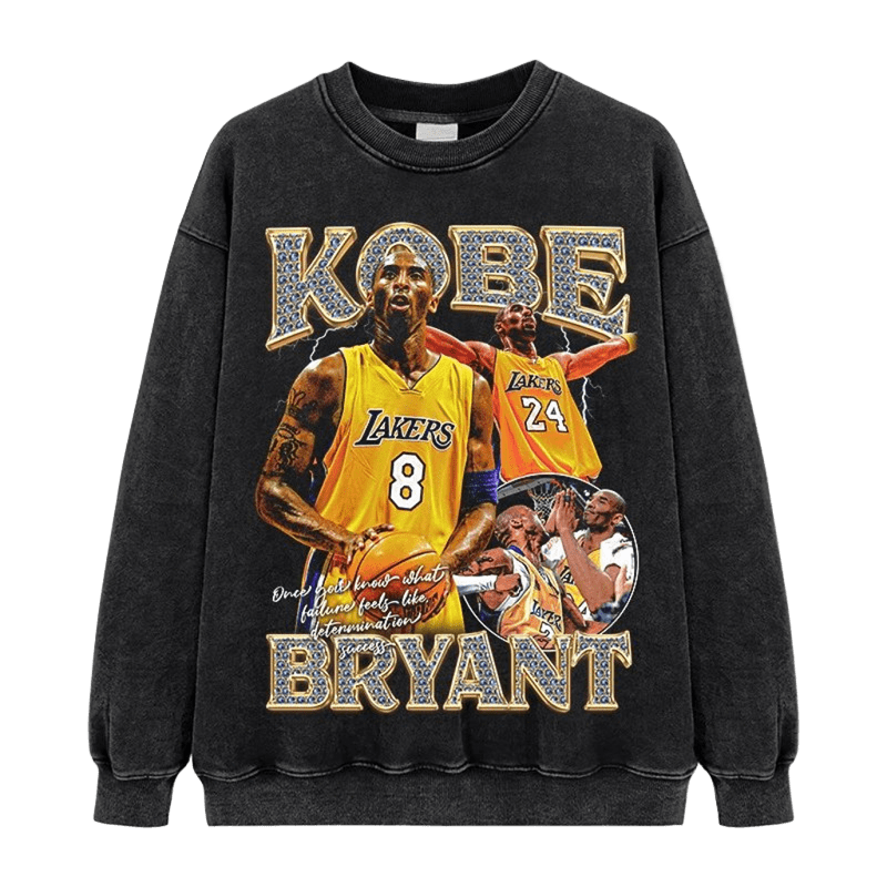 Vintage Kobe Hoodie Lakers 8 24 Black Gold Print Streetwear