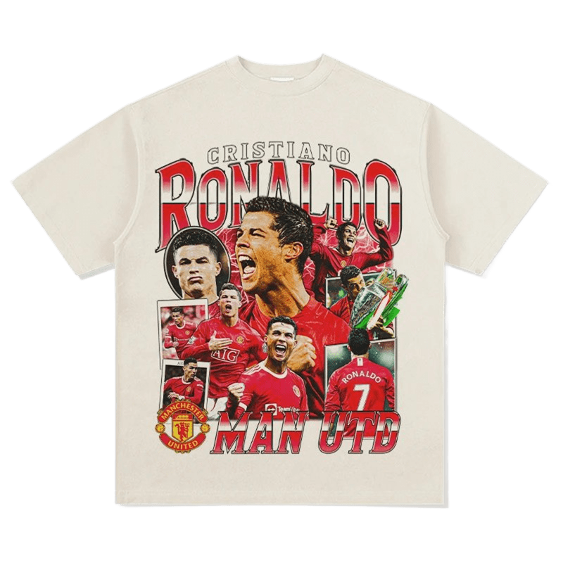 Vintage Man Utd CR7 Cream Football Tee - Unisex