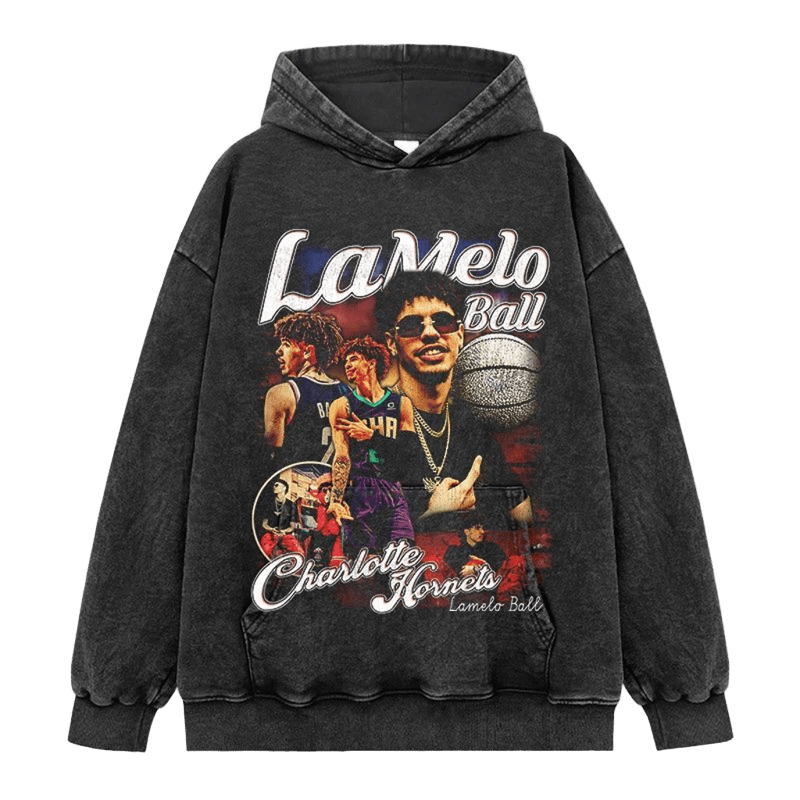 Vintage Melo Hoodie - Lamelo Ball Graphic, Unisex Cotton Hooded Sweatshirt