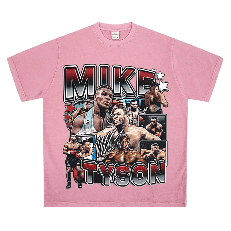 Vintage Mike Tyson Boxing Tee: Pink, Loose Fit, Unisex Streetwear