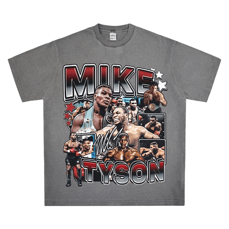 Vintage Mike Tyson Boxing Tee - Retro Gray Cotton Streetwear