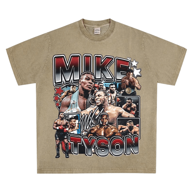 Vintage Mike Tyson Graphic Tee, Distressed Print, Unisex Streetwear