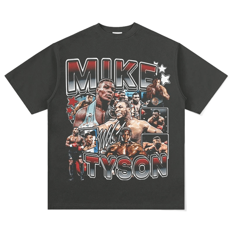 Vintage Mike Tyson T-Shirt, Cotton Blend, 3D Text, Unisex Streetwear
