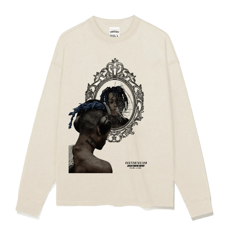 Vintage Mirror Print Cotton Tee - Unisex Streetwear