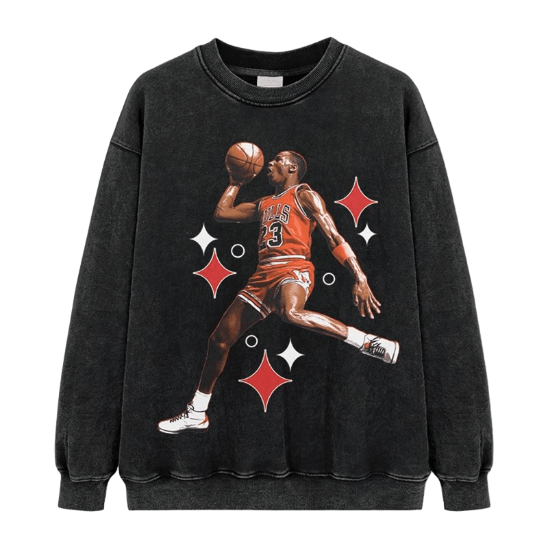 Vintage MJ Dunk Print Crewneck Sweatshirt - Unisex 90s Street Style
