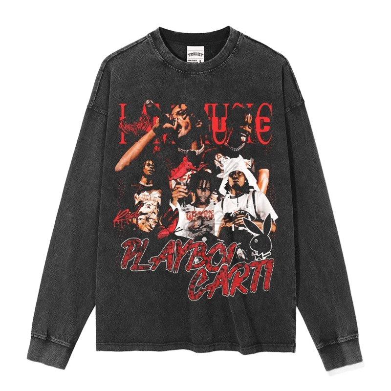 Vintage Music Print Unisex Long Sleeve Tee 