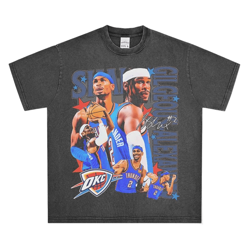 Vintage OKC Thunder Tee - Retro Gray Basketball Shirt
