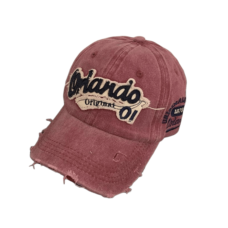 Vintage Pink Distressed Baseball Cap - Orlando Original 01