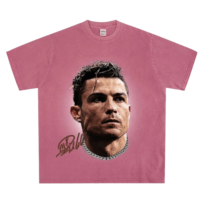 Vintage Pink Washed Cotton Tee - Graphic Print, Unisex Streetwear