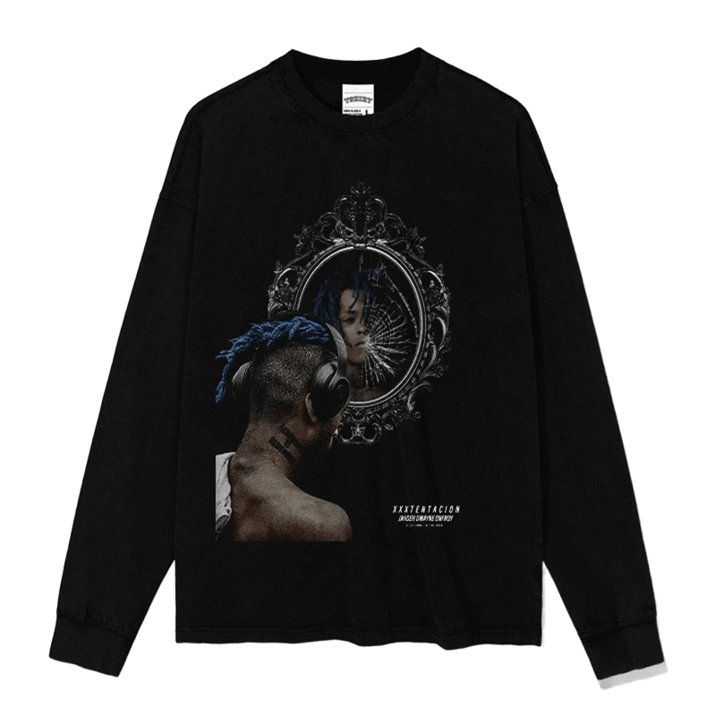 Vintage Print Black Cotton Tee - Unisex Street Style