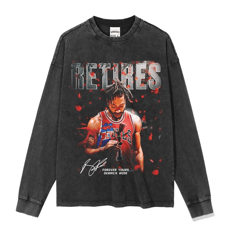 Vintage RETIRES Tee - Black Cotton Long Sleeve Streetwear