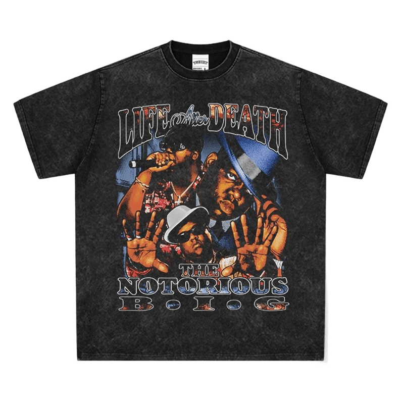 Vintage Washed Black Cotton Notorious B.I.G. Oversized Tee