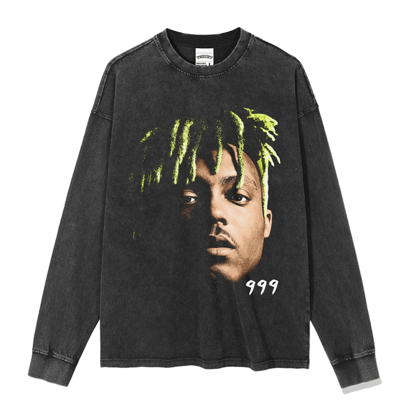 Vintage Washed Black Long Sleeve Tee Unisex Oversized Streetwear