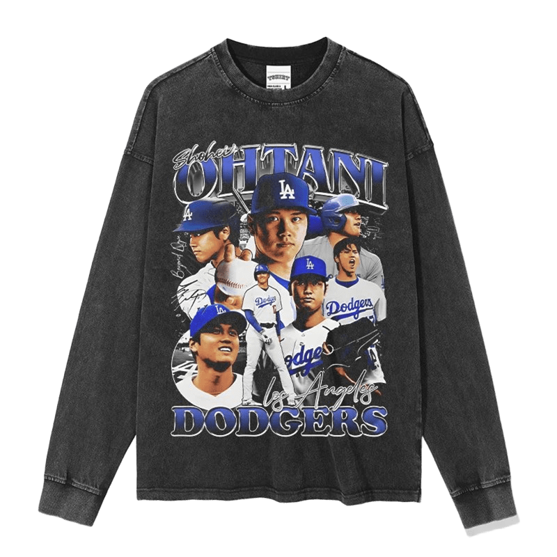 Vintage Washed Dodgers Tee: Ohtani Print, Unisex Streetwear