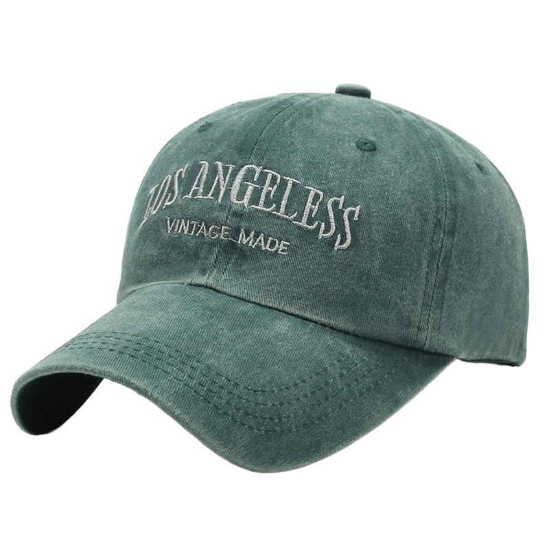 Vintage Washed Green Baseball Cap - Embroidered Cotton Unisex