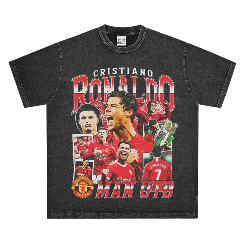 Vintage Washed Man Utd CR7 Tee: Football, Unisex