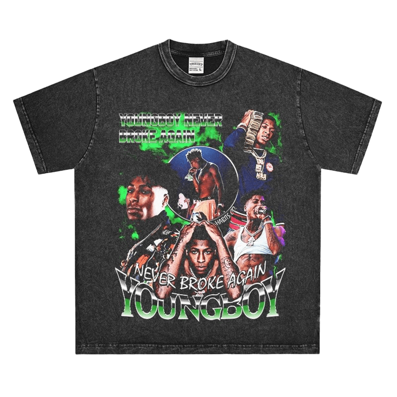 Washed Black Music Tee - Unisex Cotton Streetwear T-Shirt