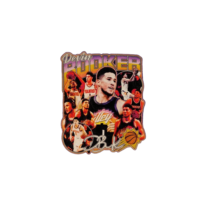 White Vintage Basketball Tee - Devin Booker Graphic Long Sleeve