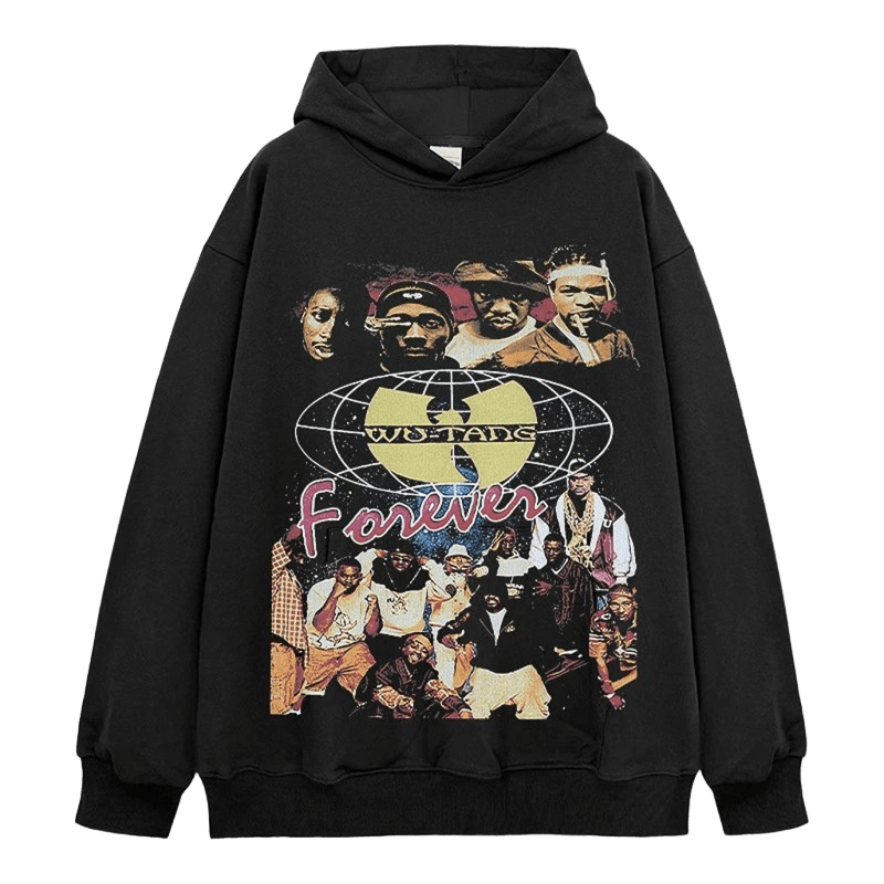 Wu-Tang Hoodie Retro Hip-Hop Print Unisex Cotton Streetwear