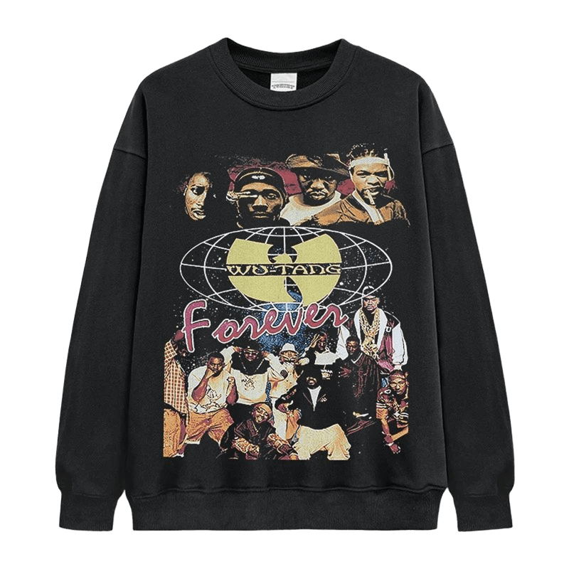 Wu-Tang Retro Crewneck Sweatshirt 90s Hip-Hop Unisex Streetwear